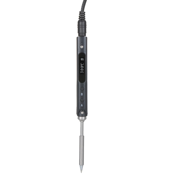 Plancha eléctrica Irfora SEQURE Mini soldador eléctrico con pantalla digital OLED Kit de soldador inteligente con adaptador de corriente PD de 45 W y 4 cabezales de hierro Enchufe negro de EE. UU. Irfora Plancha eléctrica