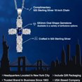 thumbnail image 2 of Gem Stone King 925 Sterling Silver Lab Grown Diamond and Blue Created Sapphire Cross Pendant Necklace for Women | 2.60 Cttw | Gemstone April Birthstone | Oval 6X4MM | With 18 inch Chain, 2 of 6