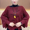 thumbnail image 5 of Bat Sleeve Knitted Shawl Women Winter Warm Pullover Irregular Hem, 5 of 5