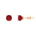 thumbnail image 2 of 0.5 Ct Round Cut Studs Red Ruby 14K Rose Solid Solid Gold Everyday Dainty Earrings Push Back, 2 of 7