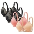 thumbnail image 1 of DecSea 4PC Women's Large Lace Breathable Front Opening Bra Wrapped Up Cup Side Fold Breast Lift Bra, 1 of 2