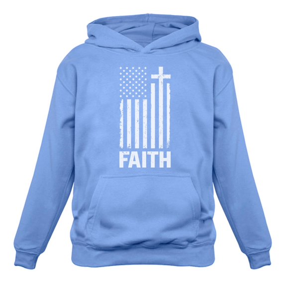 Faith & Freedom Men's Hoodie - Distressed White USA Flag Cross Design - Christian Apparel - Perfect for Patriotic Celebrations - Ideal Gift for Followers of Jesus - Cozy Religious Outfit