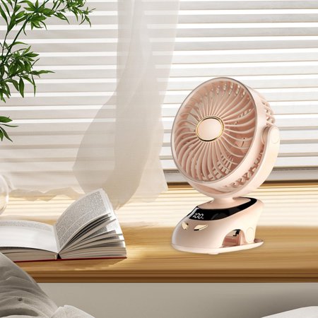 Clip Fans, Mini Table Fan, Camping Fan USB Rechargeable Portable Fan Cooling Ventilador 5 Speed USB Desk Fan, Small Fan, for Desk Dormitory , 6000mAh Pink