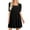 Black, variant on HUBERY Women Crew Neck Short Puff Sleeve Ruffled Keyhole Back Midi Dress
