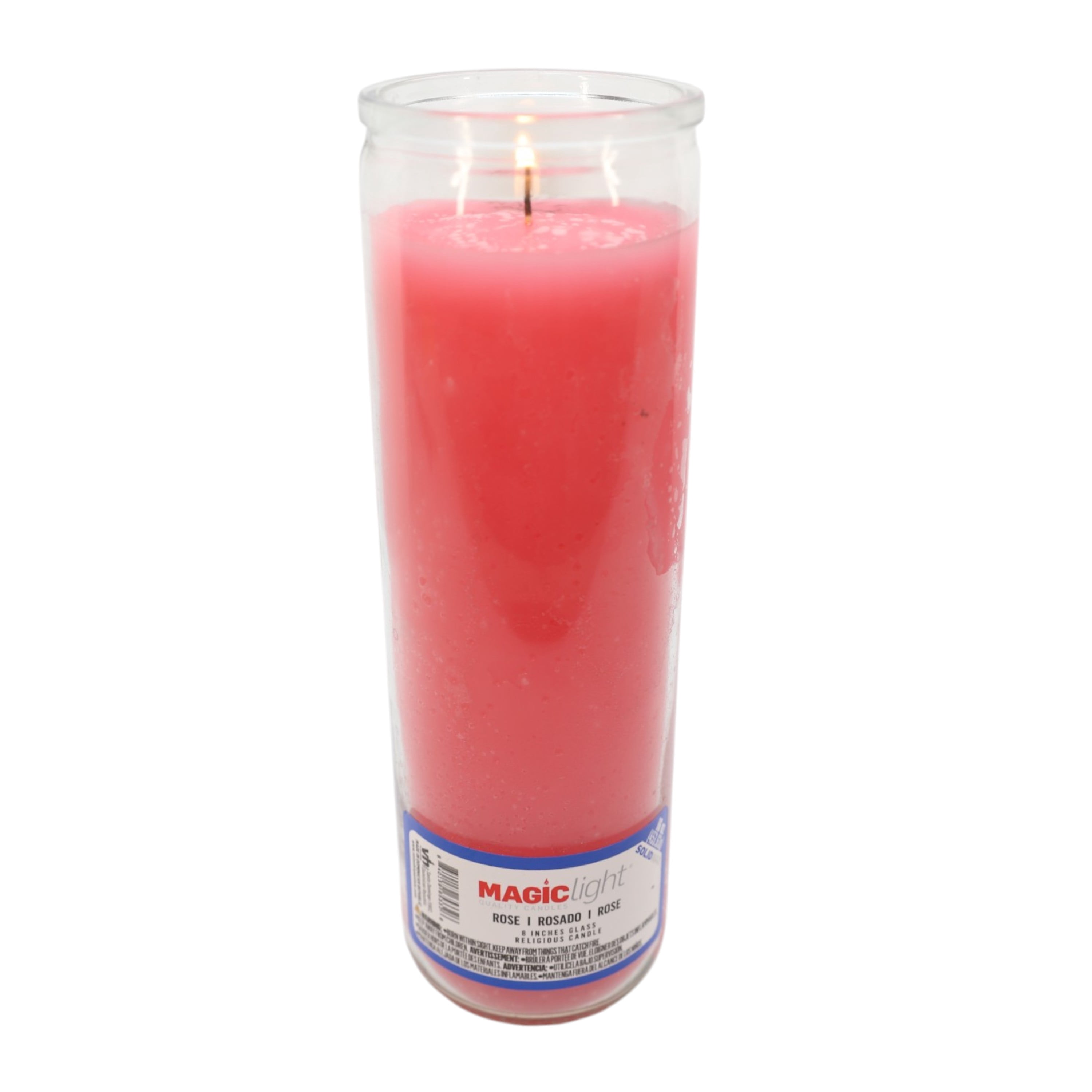 (2 pack) MagicLight Religious Candles 16 oz - Clear Glass Jar, Unscented Pink Wax