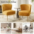 thumbnail image 7 of Velvet Armless Accent Chair Set of 2 Gold Metal Legs Modern Upholstered Single Sofa Side Chair Home Living Room Mustard, 7 of 7