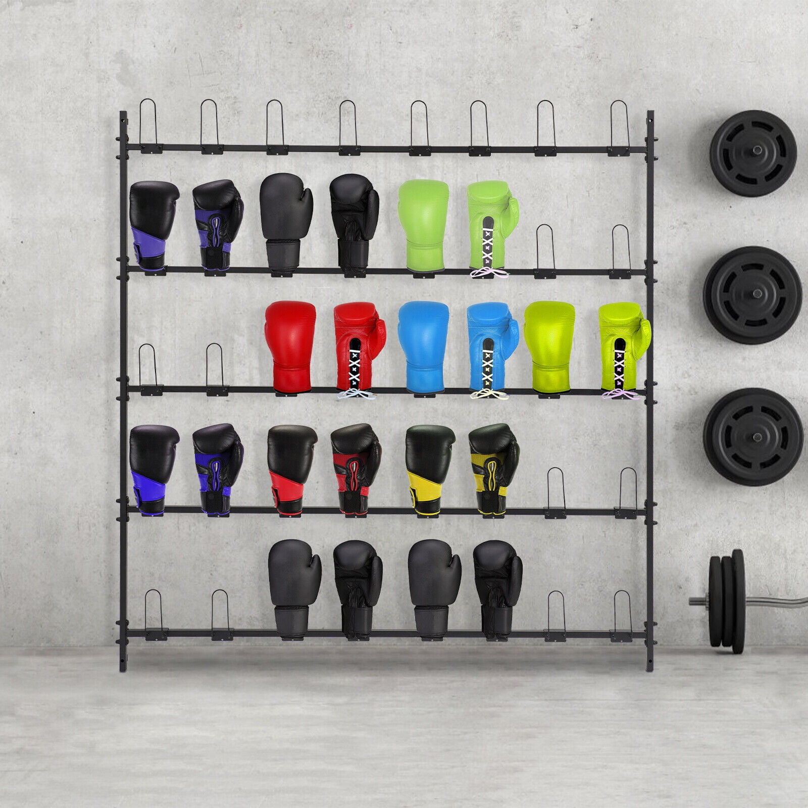 5 Tiers Boxing Glove Storage Rack Wall Mount Dryer Holds 20 Pairs, Boxing Glove