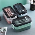 thumbnail image 3 of CABEN-Bento Box, Lunch Box for Adult, Compact Bento Box Set- 2-Layer Stackable Lunch Box with Utensils, Leak-Proof and Durable Food Container for Work, Picnic, and Travel (Light Green), 3 of 4