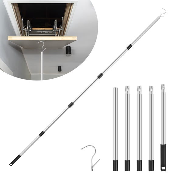 AEVXKHI Clothes Hook Pole, Adjustable from 34 inches to 76 inches, Pick up Clothes from High Area, Garment Hook Reach Pole Used for Closet Ceiling Strong Yet Lightweight