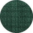 thumbnail image 1 of Ahgly Company Machine Washable Indoor Round Oriental Turquoise Blue Modern Area Rugs, 7' Round, 1 of 4