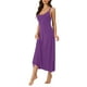 thumbnail image 4 of Vestido de pijama para mujer Inspire Chic con tirantes de espagueti, escote redondo, espalda cruzada, camisón largo en morado oscuro, 4 of 6
