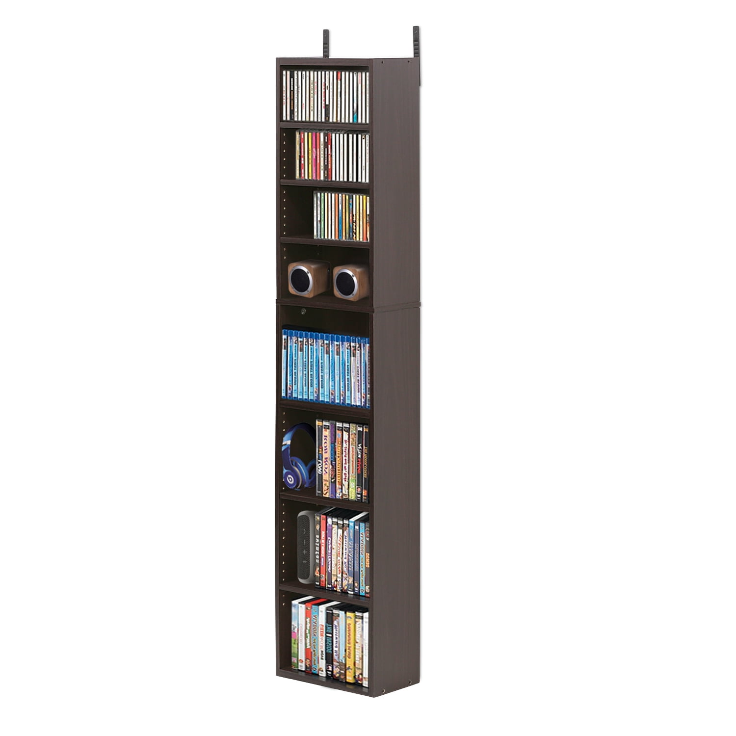 Furinno Indo 7-Tier Media Tower, Espresso 16074EX