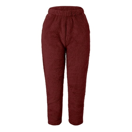 

ShomPort Womens Winter Cozy Lounge Pants Warm Soft Fleece Pajama Bottoms Sleepwear Trouser