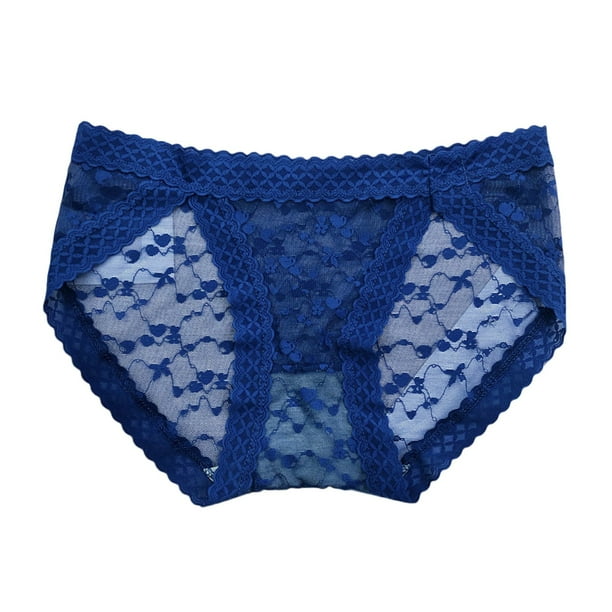 Gibobby Calzoncillos de encaje para mujer Braguitas breves de bikini de cintura alta con estampado de seda Lce para mujer(Azul,Talla única)
