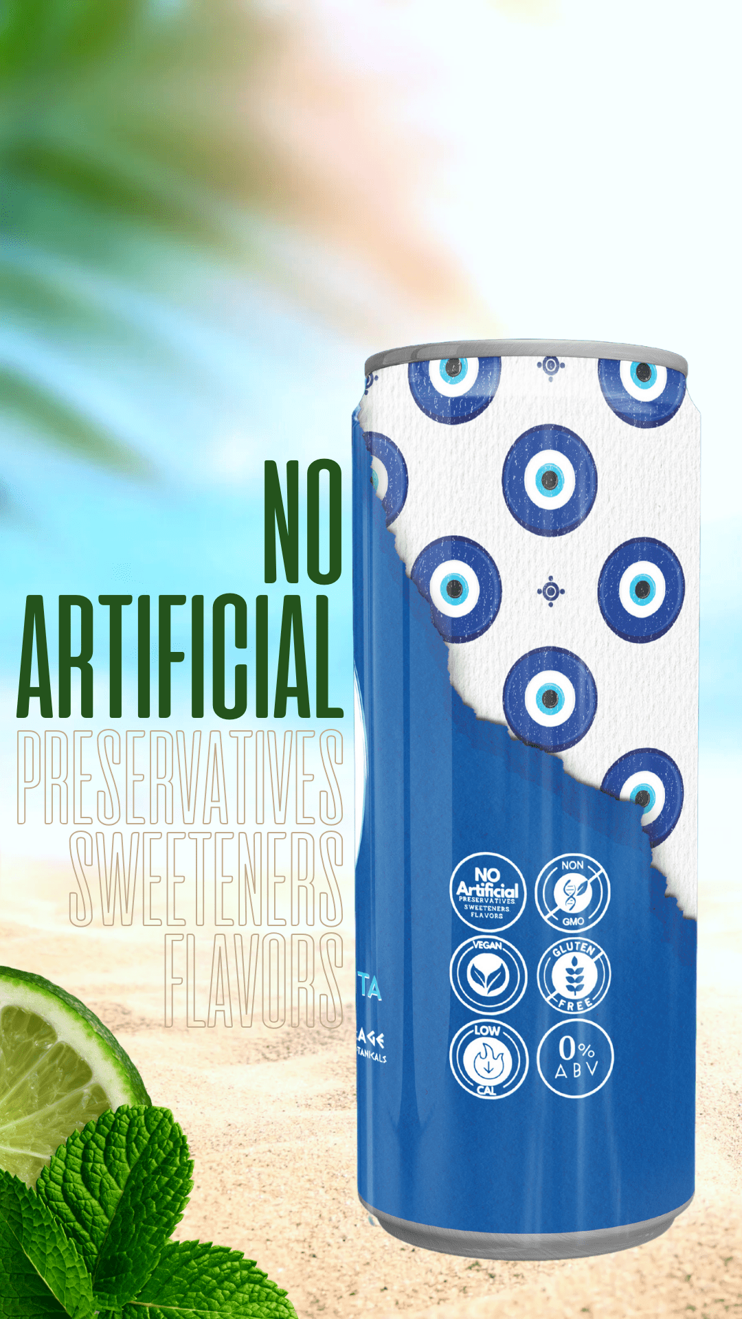 Spicy Margarita -4 Pack 12 oz. Cans- Alcohol Free + Adaptogen Infused Cocktail Drink; 0% ABV by Mataki