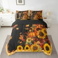 thumbnail image 2 of Feelyou Farmhouse Fall Sunflower Bedding Comforter Set 7pcs, Pumpkin Leaf Butterfly Queen Bedding Sets, Teen Child Kid Reversible Queen Sheet Sets, Microfiber Bedroom Decor, 2 of 7