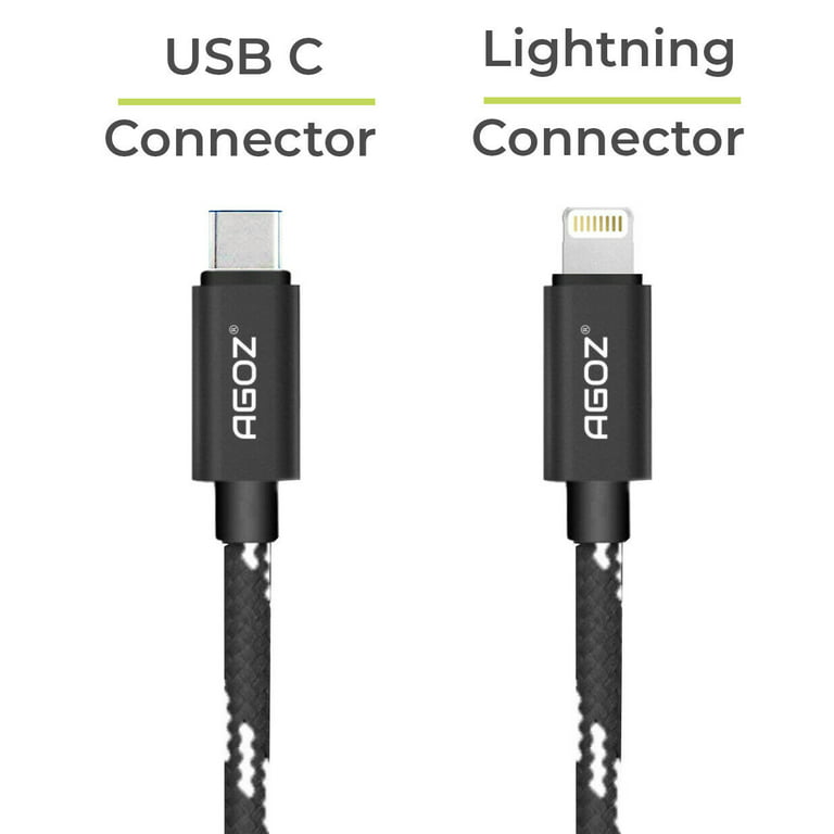 Cargador de iPhone MFI CERTIFIED APPLE carga rápida 20W con puerto tipo C/  Lightning USB C + Cable 6 pies GRATIS
