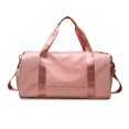 thumbnail image 1 of Qarigey Bolsa de gimnasio de gran capacidad, bolsa de almacenamiento de Fitness, bolsa de equipaje de viaje impermeable portátil, accesorios de soporte Envolturas para manijas de equipaje Rosa, 1 of 6