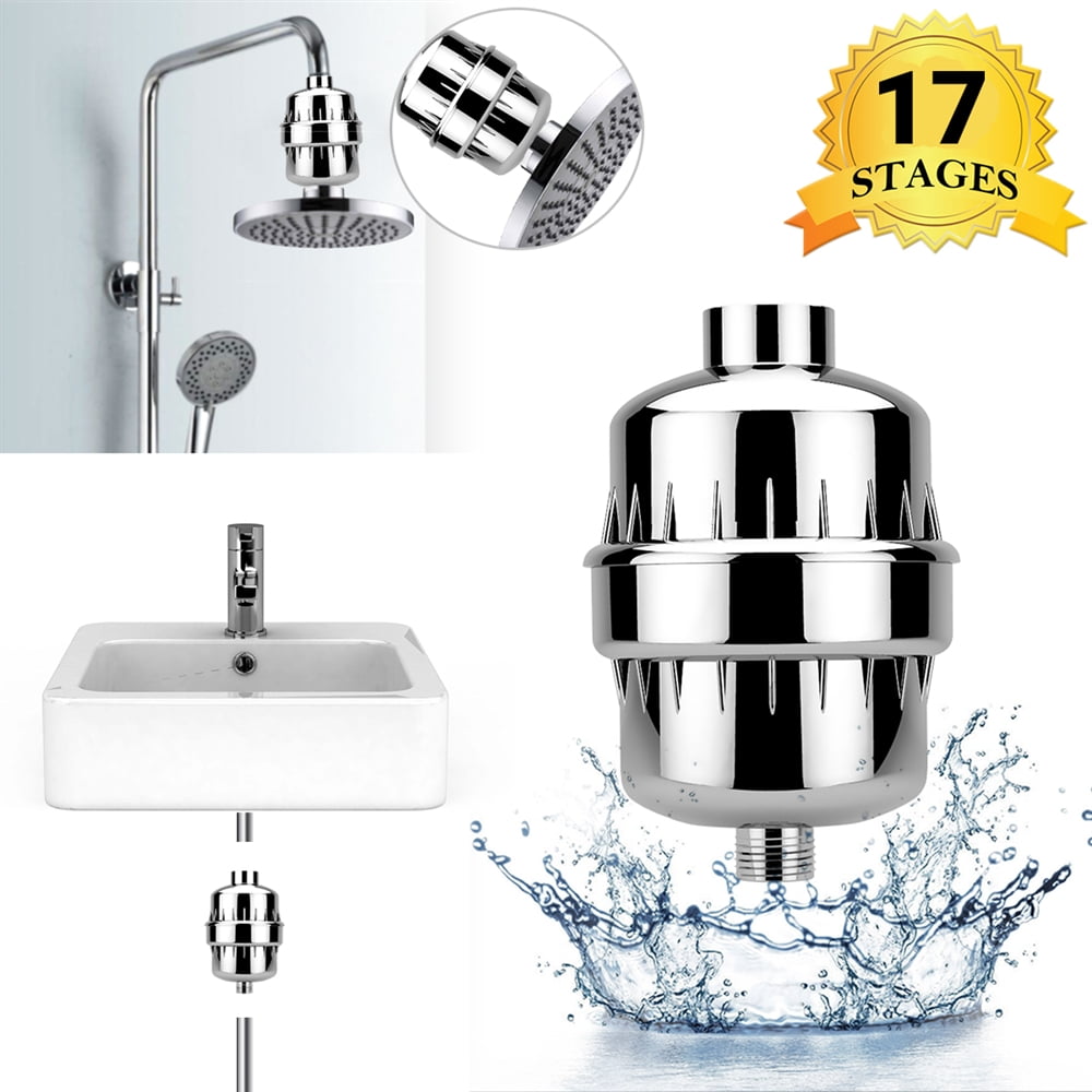 17-Stage Shower Filter with 2 Cartridges, Universal Shower Head Filter for Hard Water Shower Water Filter for Removing Chlorine Fluoride Heavy Metal Odor