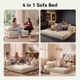 thumbnail image 2 of LazySunsets Sofa Bed Convertible Boneless Couch Corduroy Modular Couch Bed with Fixed-Shape Frame & Removable Armrests for Living Room, Bedroom White, 2 of 7