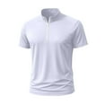 thumbnail image 4 of UQJfacai Mens Quick Dry Short Sleeve Shirts Active Athletic Quarter Zip Pullover&nbsp;Casual Slim Fit Mock Neck Workout Tops S-3XL, 4 of 5