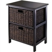 Winsome Omaha Storage Rack, 2 Chocolate Baskets, Black Finish