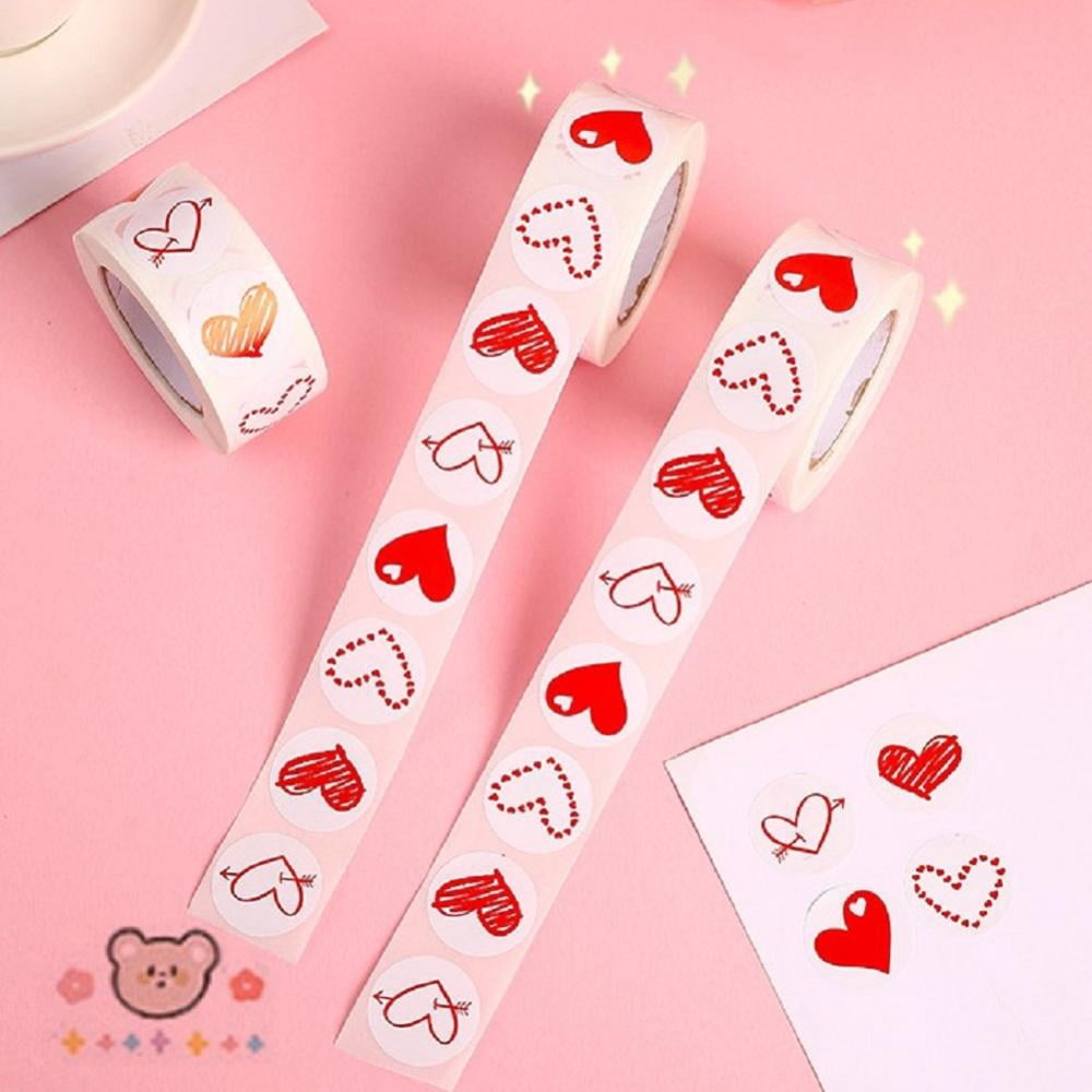 Esaierr Heart Roll Stickers Colorful 2 Rolls Love Label Self-Adhesive Stickers