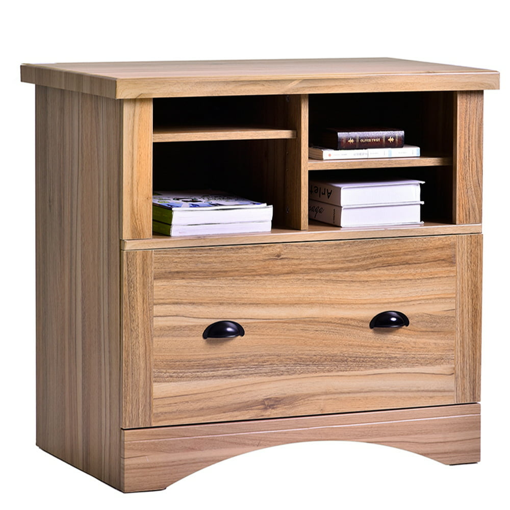 Ccdes 1 Drawer Filing Table Storage Book Shelf, Wood Lateral