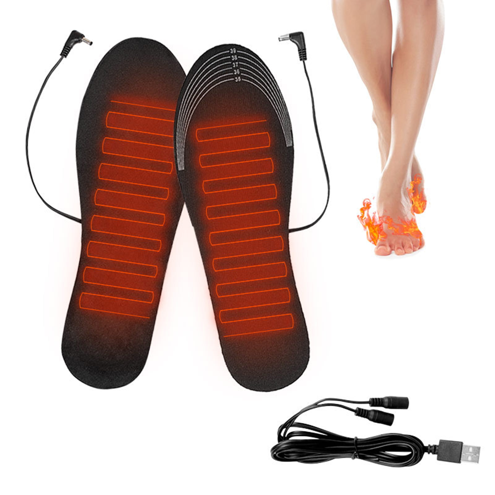 USB Rechargeable Electric Heated Insoles Warmer Heater Winter Warm Shoe Pads 