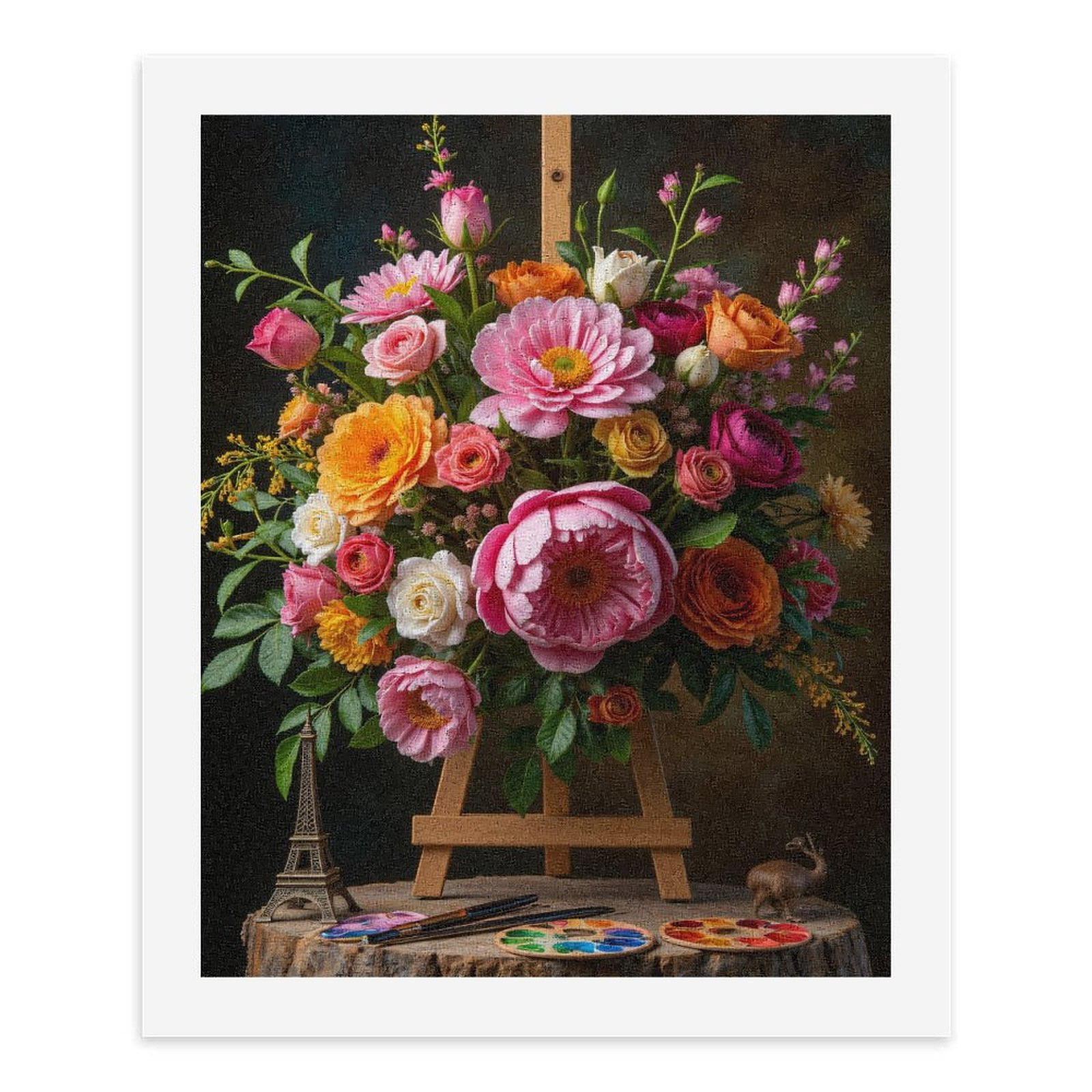 Paint By Numbers Kit for Adults Beginner - DIY Floral Art Bouquet With Easel Canvas Painting Kits for Adults, Frameless Paint By Number for Adults for Home Wall Decor 16x20 Inch