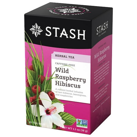 Stash Caffeine Free Herb - Stash Tea Wild Raspberry Hibiscus Herbal Tea, 20 Ct, 1.3 Oz
