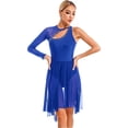 thumbnail image 2 of DPOIS Women's Figure Ice Skating Dress Long Sleeve Leotard Lyrical Dance Dress Royal Blue L, 2 of 7