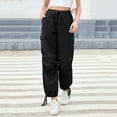 thumbnail image 2 of Women's Wide Leg Cargo Pants Baggy Smocked Waist Fashion Pants With Pockets, 2 of 5