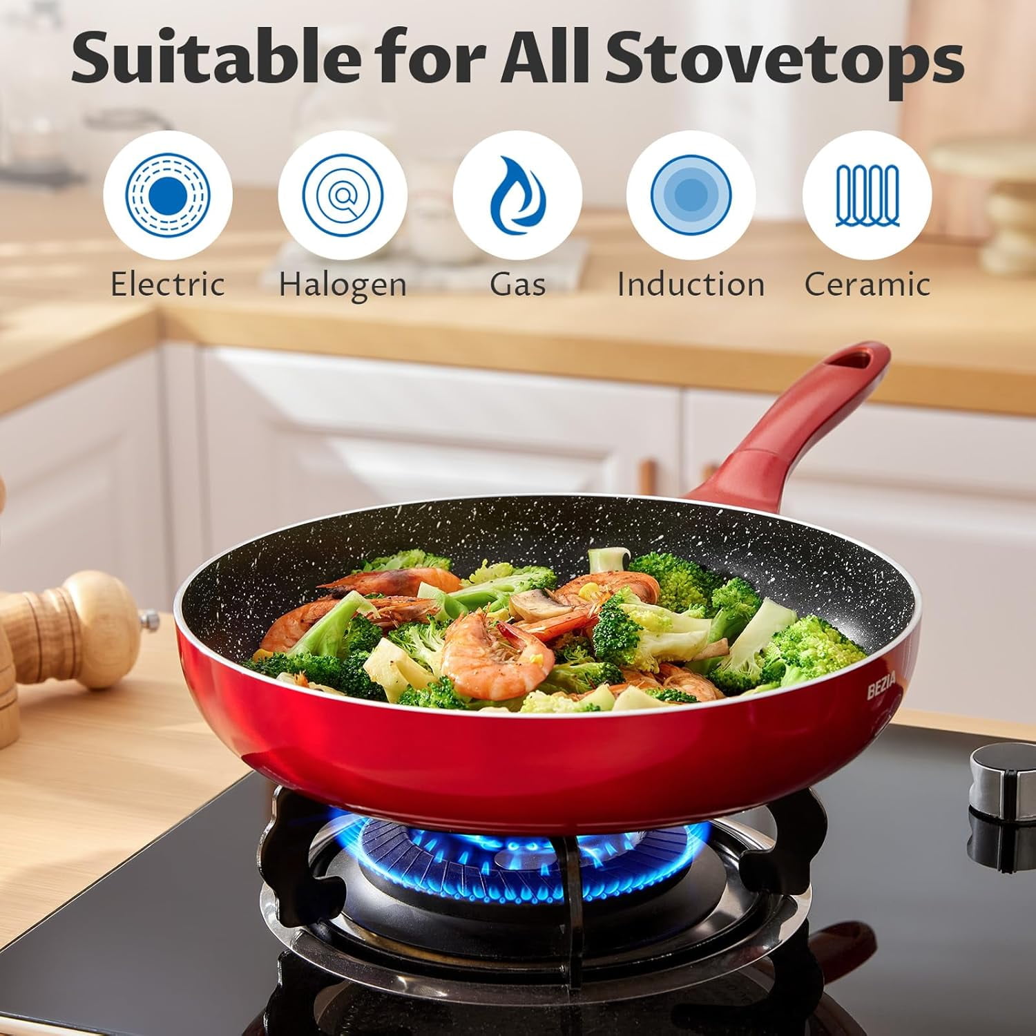 Nonstick Frying Pans Set 3 Piece, Skillets and Frying Pans 9.5, 11, 10.2 Inch, Dishwasher Safe Kitchen Cooking Pan, Non Stick Pan for induction cooktop, Omelette  Pan with Stay Cool Handle