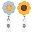 thumbnail image 1 of EeaseCA 2 Pcs Support de Badge Rétractable en Feutre Forme de Tournesol Support de Badge Pratique Clip de Bobine de Badge, 1 of 7