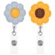 thumbnail image 1 of 2 porta credencial retráctil de fieltro con forma de girasol, práctico clip para carrete de credencial., 1 of 5