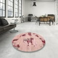 thumbnail image 4 of Ahgly Company Machine Washable Indoor Square Abstract Deep Rose Pink Area Rugs, 3' Square, 4 of 7
