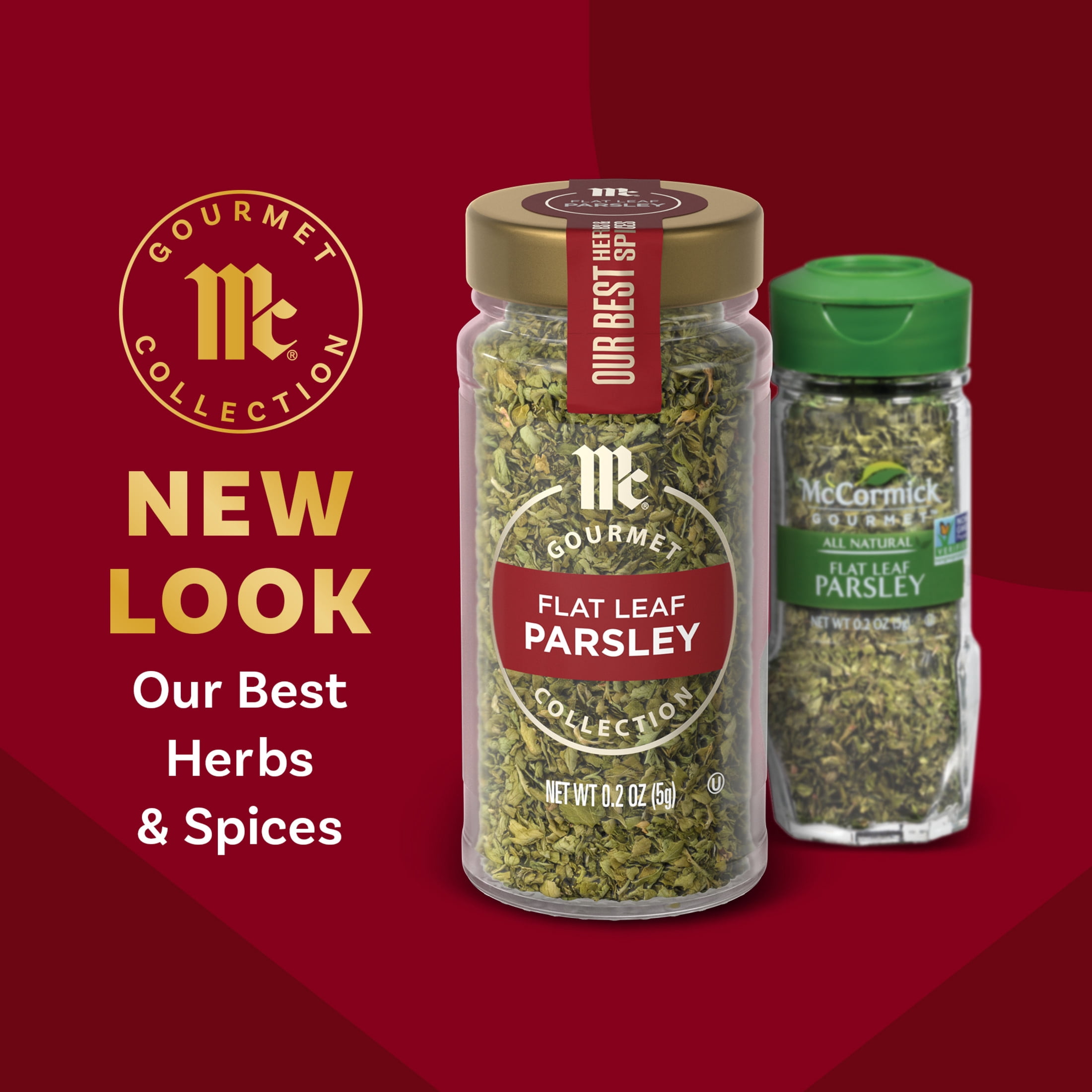 (3 pack) McCormick Gourmet Kosher All Natural Flat Leaf Parsley, 0.2 oz Bottle