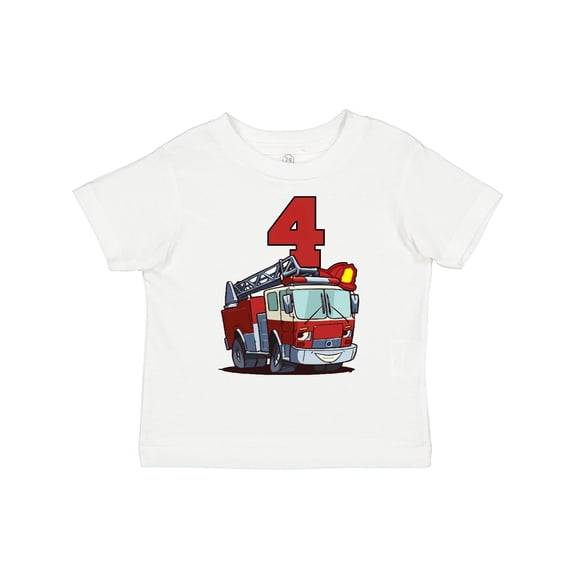 Inktastic 4th Birthday Fire Truck Boys or Girls Toddler T-Shirt