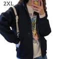 thumbnail image 1 of Sudadera con capucha para mujer Abrigo con capucha con cremallera abierta en el frente Abrigo informal suelto para niña, Negro, XXL sidaley AP001482-11B, 1 of 7