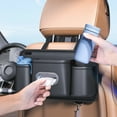 thumbnail image 3 of Washranp Upgraded Car Seat Back Storage Bag,Solid Color Waterproof Faux Leather Backseat Car Organizer with Cup Holders Universal Hanging Car Seat Tissue Container, 3 of 7