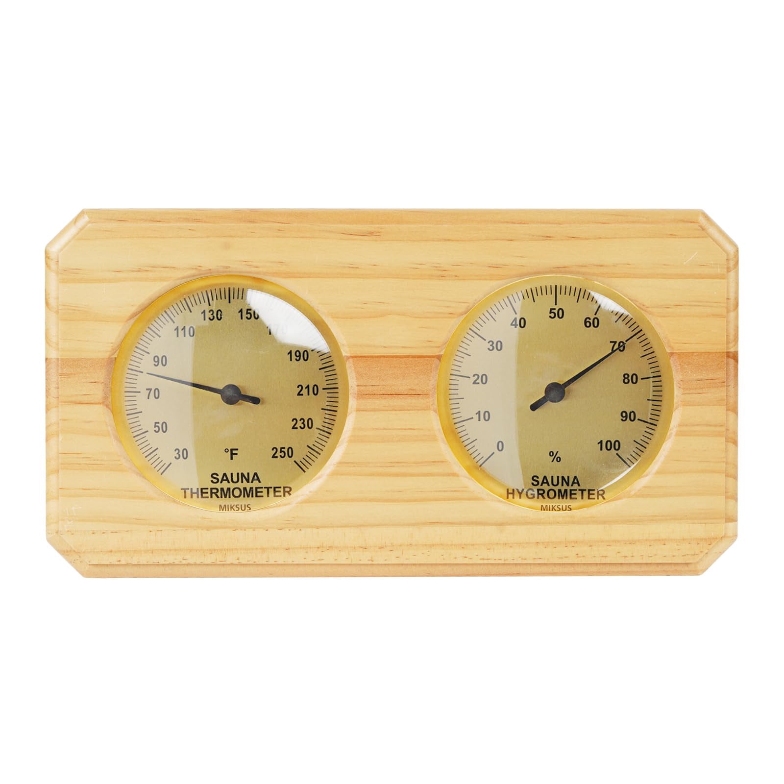 Heat Immune Wooden Hygrometer Thermograph Combo Horizontal Plan °F Reading For Steambath Bathroom
