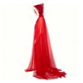 thumbnail image 7 of Red Tulle Cape, Women Tulle Hooded Cape Adult Full Length Sheer Cape Vampire Elf Robe Veil Clothing Cloak, 7 of 7