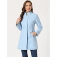 thumbnail image 2 of Abrigo de invierno Allegra K Largo de un Solo pecho cuello alto Azul Claro XS, 2 of 6