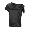 thumbnail image 5 of Inglocry Off The Shoulder Tops for Women Silk Satin Summer Short Sleeve Blouse Shirts Y2K Going Out Top Beach Vacation Black XL, 5 of 6