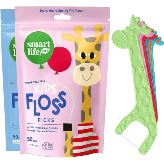 Eco-Friendly Kids Flossers (100ct) - The Original Straw Wheat Dental Floss Picks For Children, Fluoride & PFA Free, Toothpick Flossing Sticks For Toddler Teeth, No Shred Thread, Unflavored