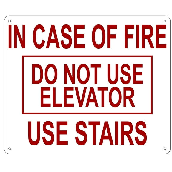 In Case Of Fire Do Not Use Elevator Sign (Reflective, Aluminium 10X12 inch)