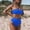 Blue, variant on hoksml Retro Swimsuits for Women,Sexy Women Solid Color Tube Top Backless Bikini Two Pieces Swimwear Swimsuit Beachwear Set