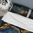 thumbnail image 4 of Designart "Blue & Gold Geode Marbling" Abstract Liquid Ink Bedding Covert Set - Modern Blue Abstract Bed Set With 2 Shams, 4 of 6