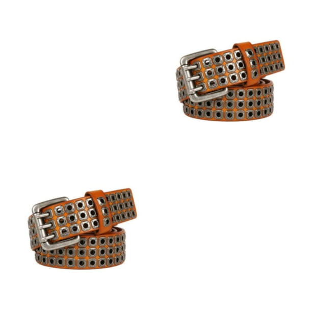 Guardurnaity Cinturones con estilo 105 cm-125 cm Cinturón ajustable Punk Correa masculina Cuero de vaca Moda Jeans Cintura Banda Amarillo 110 cm Amarillo 110cm 2piezas